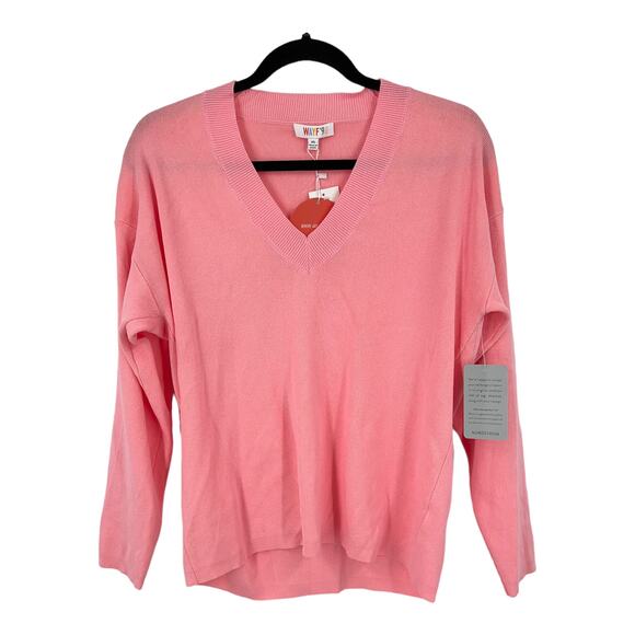 WAYF sweater v neck pullover pink size X-Small XS - Picture 1 of 5